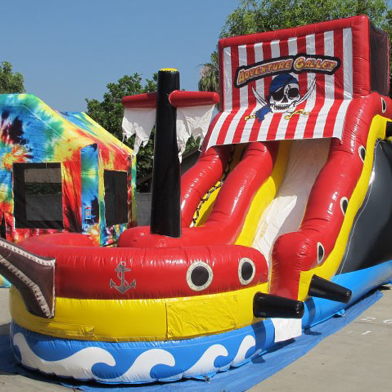 Inflatable pirate ship water slide