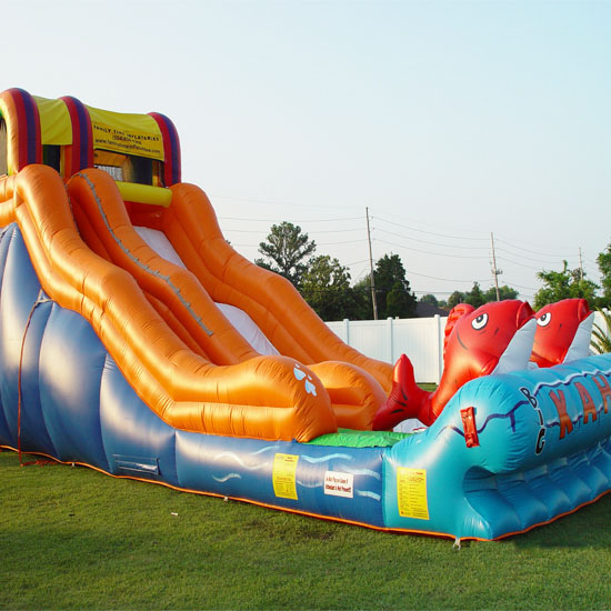 Residential inflatable water slides
