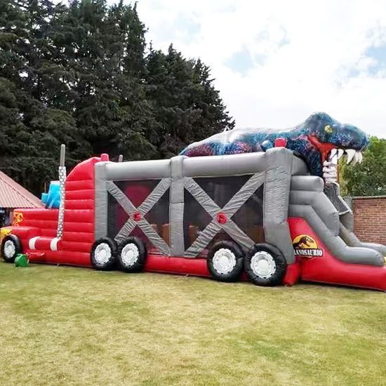Red obstacle course inflatable